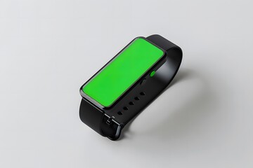 fitness tracker mock-up featuring a clear green screen on its display