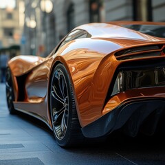 Sleek orange supercar parked on urban street
