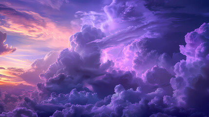 Abstract fantasy landscape purple Cumulus clouds aesthetic background