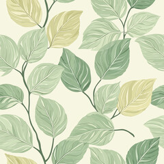 Soft Green Leaves Seamless Pattern Background Wallpaper