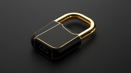 Black and gold secure padlock, symbolizing advanced password security and identification, with...