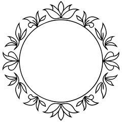 round floral frame outline coloring book page line art drawing