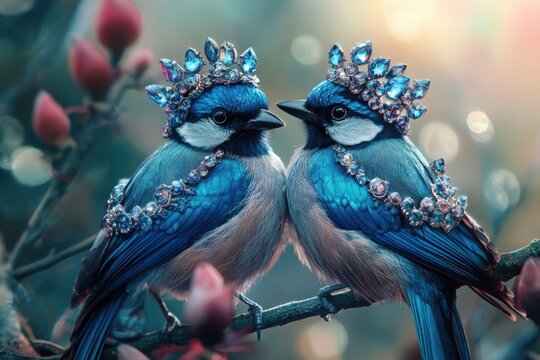 Jeweled jays joyously joining jubilant journeys 