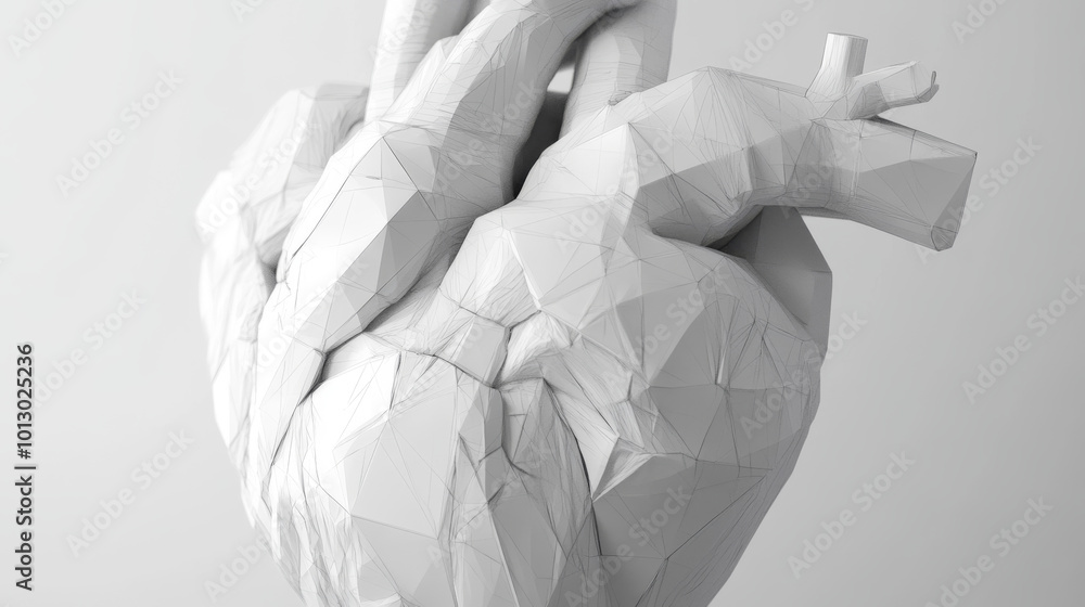 Aufkleber this image shows a heart with a painful area, designed using a low-poly style. the heart is part of 