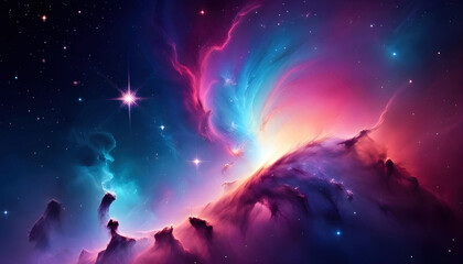 Obraz premium A phone wallpaper featuring a distant galaxy with vibrant colors and swirling stars, perfect for astronomy lovers and anyone who appreciates the beauty of the cosmos.