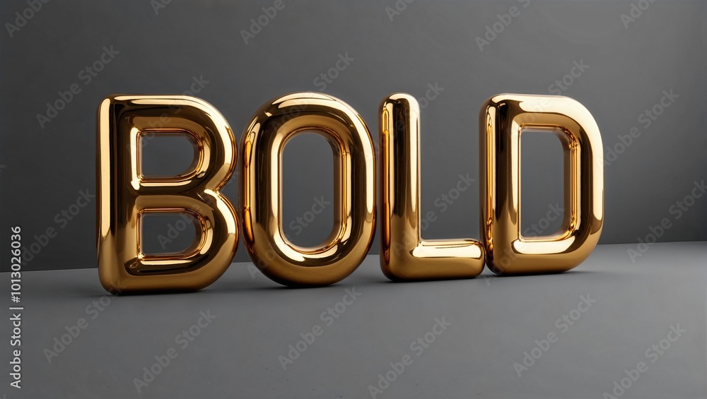 Poster golden 3d text displaying the word 