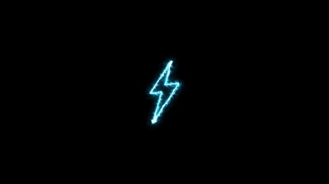 Neon Thunder bolt  Animation, electric bolt icon animation. Lightning bolt icon.
