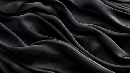 Obraz premium Black textures wallpaper with abstract, smooth silk waves pattern