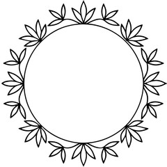round floral frame silhouette outline coloring book page line art drawing