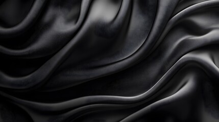 Fototapeta premium Black textures wallpaper with abstract, smooth silk waves pattern