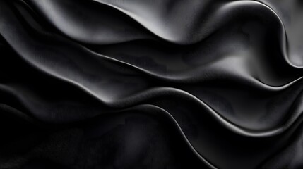 Obraz premium Black textures wallpaper with abstract, smooth silk waves pattern