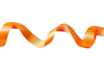 Flowing orange ribbon on transparent background, ideal for decorative designs and creative projects.