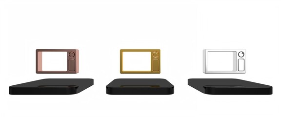 Colorful Microwave oven icon isolated on white background. Home appliances icon. Minimalism concept. 3D render illustration