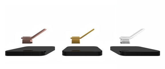 Colorful Toilet brush icon isolated on white background. Minimalism concept. 3D render illustration