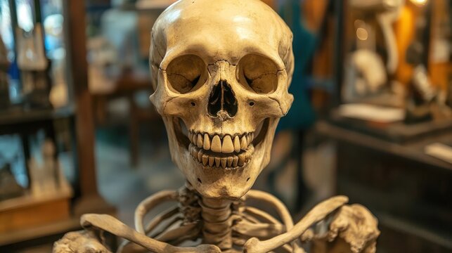 Happy little skeleton smiling for camera