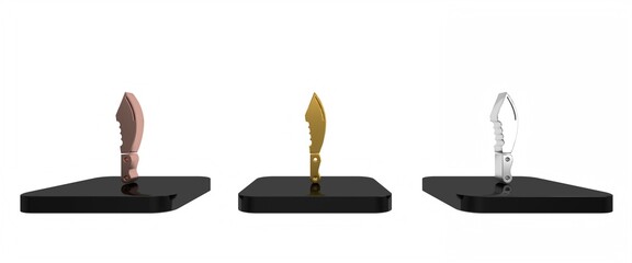 Colorful Military knife icon isolated on white background. Minimalism concept. 3D render illustration