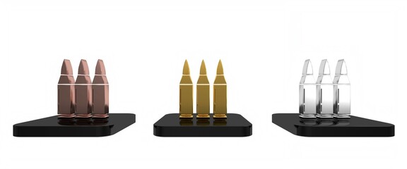 Obraz premium Colorful Bullet icon isolated on white background. Minimalism concept. 3D render illustration