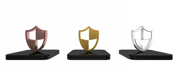 Colorful Shield icon isolated on white background. Guard sign. Security, safety, protection, privacy concept. Minimalism concept. 3D render illustration