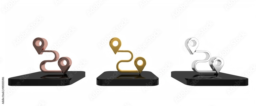 Poster colorful route location icon isolated on white background. map pointer sign. concept of path or road