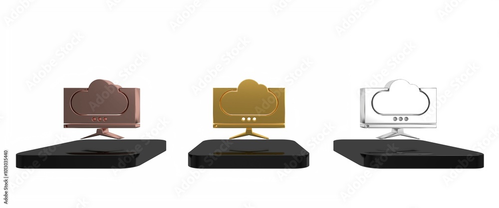 Poster colorful computer monitor screen icon isolated on white background. electronic device. front view. m