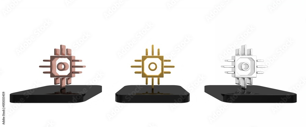 Poster colorful processor icon isolated on white background. cpu, central processing unit, microchip, micro