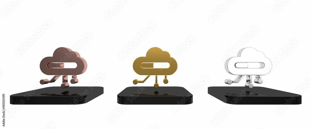 Poster colorful internet of things icon isolated on white background. cloud computing design concept. digit