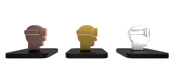 Colorful Virtual reality glasses icon isolated on white background. Stereoscopic 3d vr mask. Minimalism concept. 3D render illustration