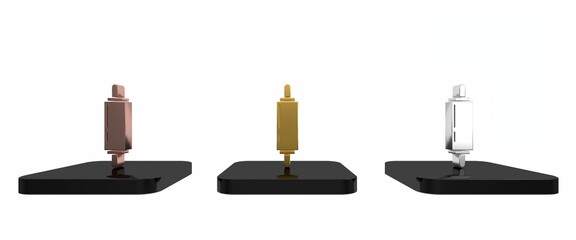 Colorful Rolling pin icon isolated on white background. Minimalism concept. 3D render illustration