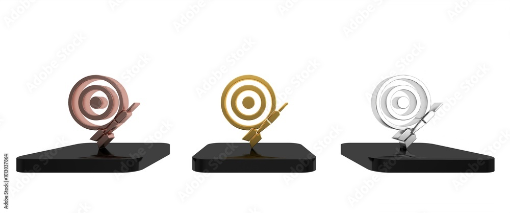 Poster colorful classic dart board and arrow icon isolated on white background. dartboard sign. game concep