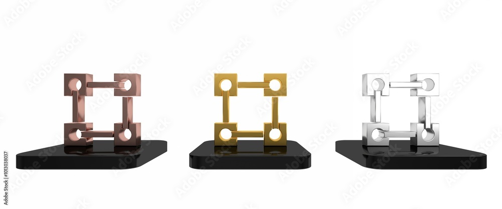 Poster colorful blockchain technology icon isolated on white background. cryptocurrency data. abstract geom