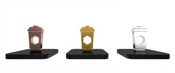 Colorful Cup of tea with honey icon isolated on white background. Sweet natural food. Minimalism concept. 3D render illustration