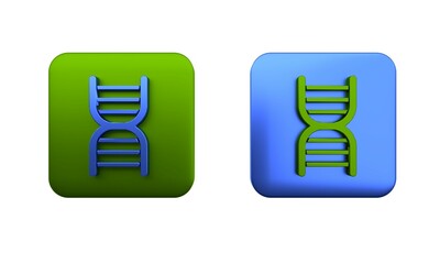 Colorful DNA symbol icon isolated on white background. Square button. 3D render illustration