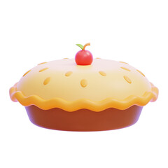 PNG 3D apple pie icon isolated on a white background
