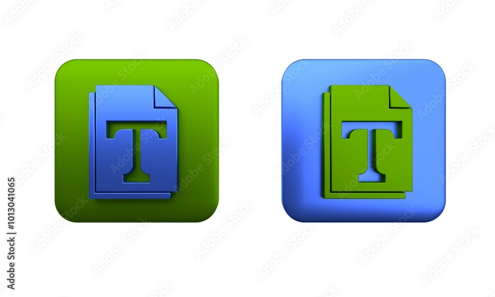 Poster colorful text file document icon isolated on white background. square button. 3d render illustration