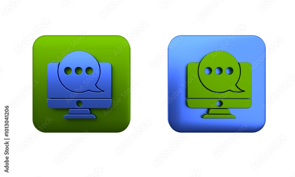 Poster colorful new chat messages notification on monitor icon isolated on white background. smartphone cha