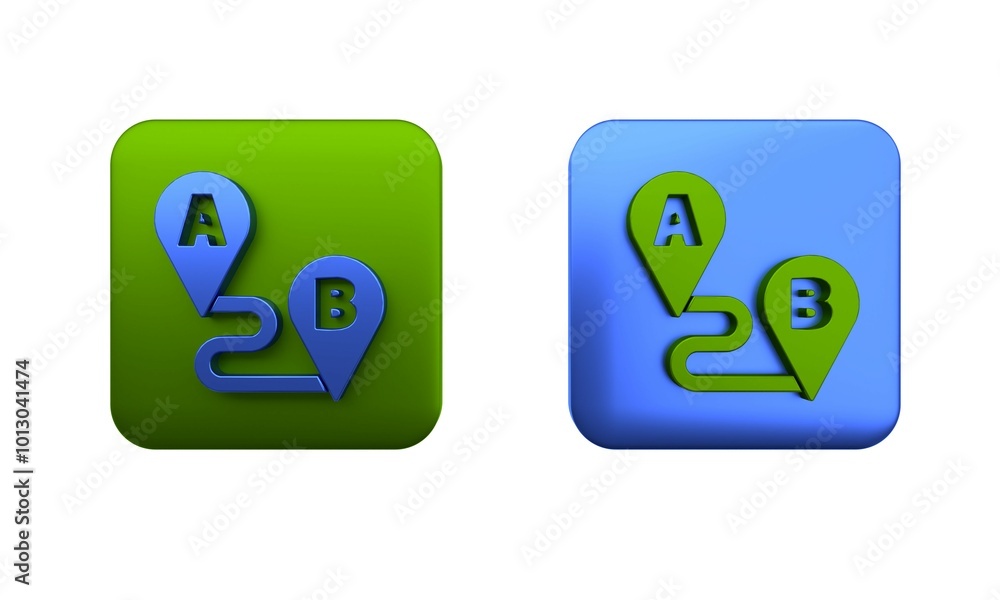 Fototapete colorful route location icon isolated on white background. map pointer sign. concept of path or road