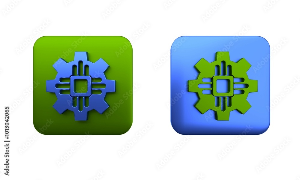 Poster colorful processor icon isolated on white background. cpu, central processing unit, microchip, micro