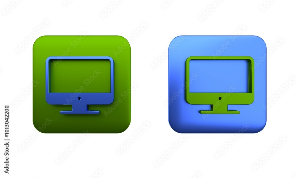 Poster colorful computer monitor screen icon isolated on white background. electronic device. front view. s