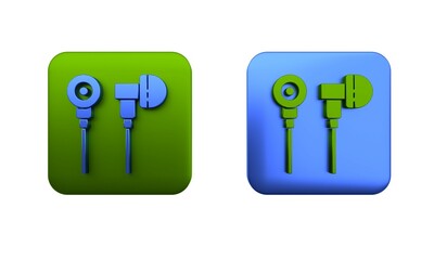 Colorful Air headphones icon icon isolated on white background. Holder wireless in case earphones garniture electronic gadget. Square button. 3D render illustration