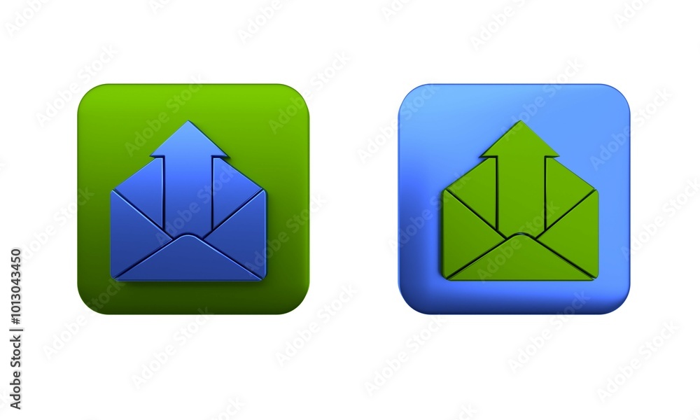 Poster colorful outgoing mail icon isolated on white background. envelope symbol. outgoing message sign. ma