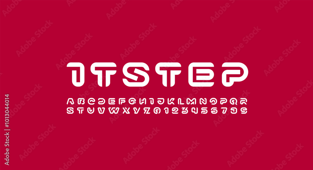 Poster modern font alphabet from segment line, it technology style letters and numbers, vector illustration