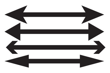 Horizontal dual thin long straight double ended arrow. Contour isolated vector image on white background. long double ended arrow.