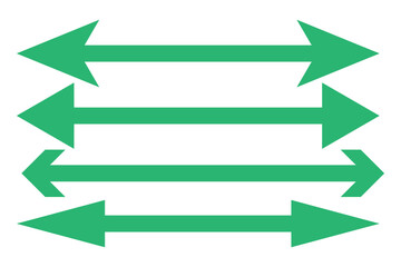 Fototapeta premium Horizontal dual thin long straight double ended arrow. Contour isolated vector image on white background. long double ended arrow.