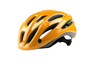 Yellow cycling helmet, white isolate background transparent background