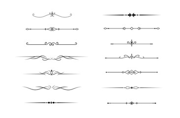 Set of Vintage decorative lines. text dividers. Line border. Lines separators, Borders, Vintage dividers, Underline elements. Vector illustration