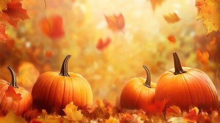 Naklejka premium Fall background with pumpkins