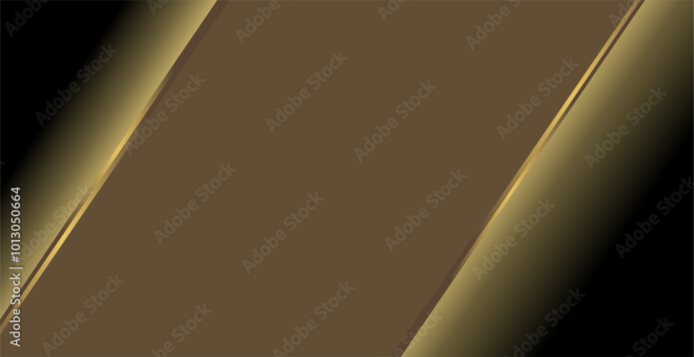 Poster composition of diagonal lines and planes with gold and brown colors and empty space as background in