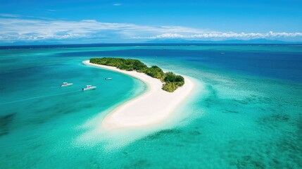 Obraz premium Aerial View of a Tropical Island and Sandy Beach
