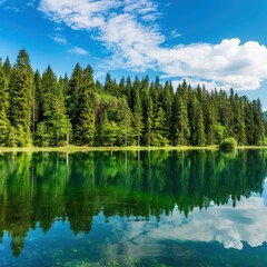 Serene Crystal Clear Lake Reflecting Lush Forest