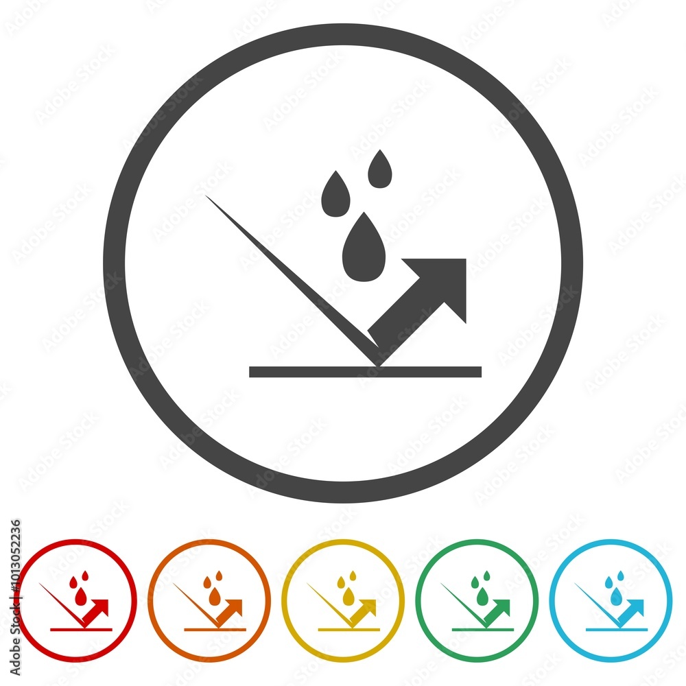 Poster waterproof symbol icon. set icons in color circle buttons